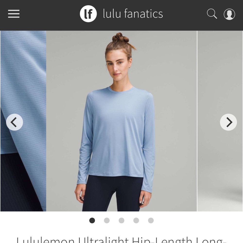NWT Lululemon Ultralight Hip-Length Long-Sleeve ShirtBlue Willow size 4